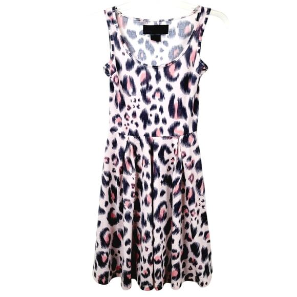 Kardashian Kollection Pink Leopard Animal Print Skater Dress - Size XS A Line - Picture 1 of 10
